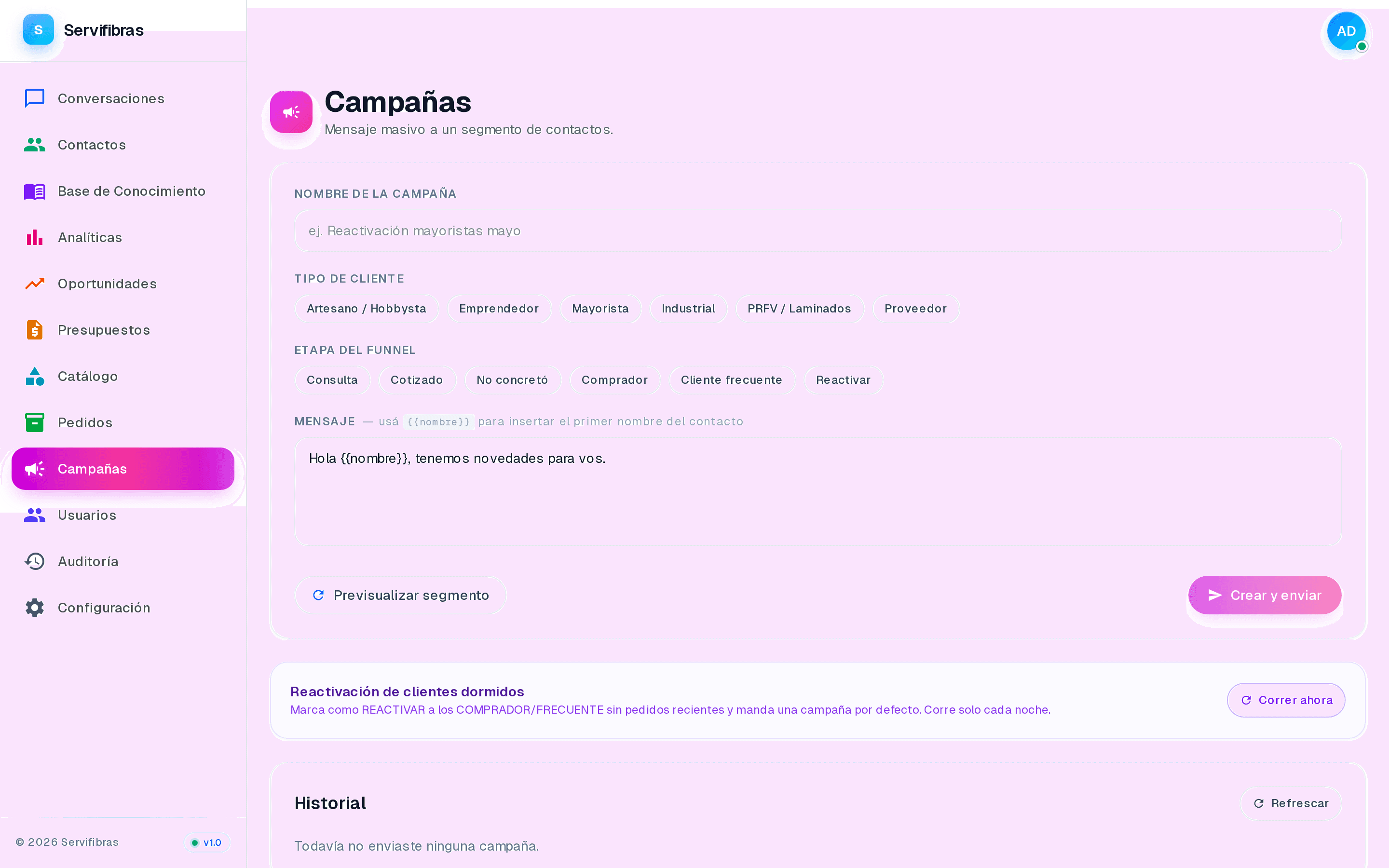Composer de campañas masivas